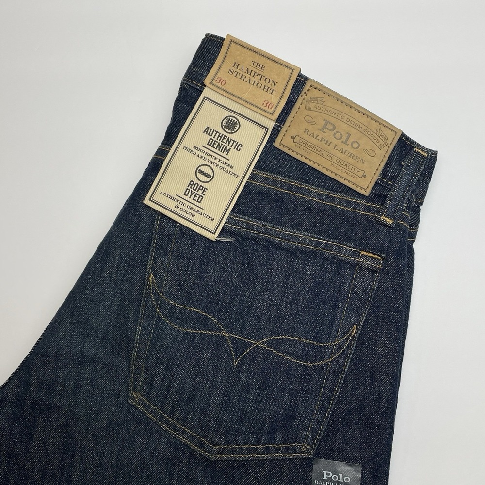 NEW Polo Ralph Lauren Hampton Straight Jeans Mens 30x30 Authentic Rope Dyed Blue